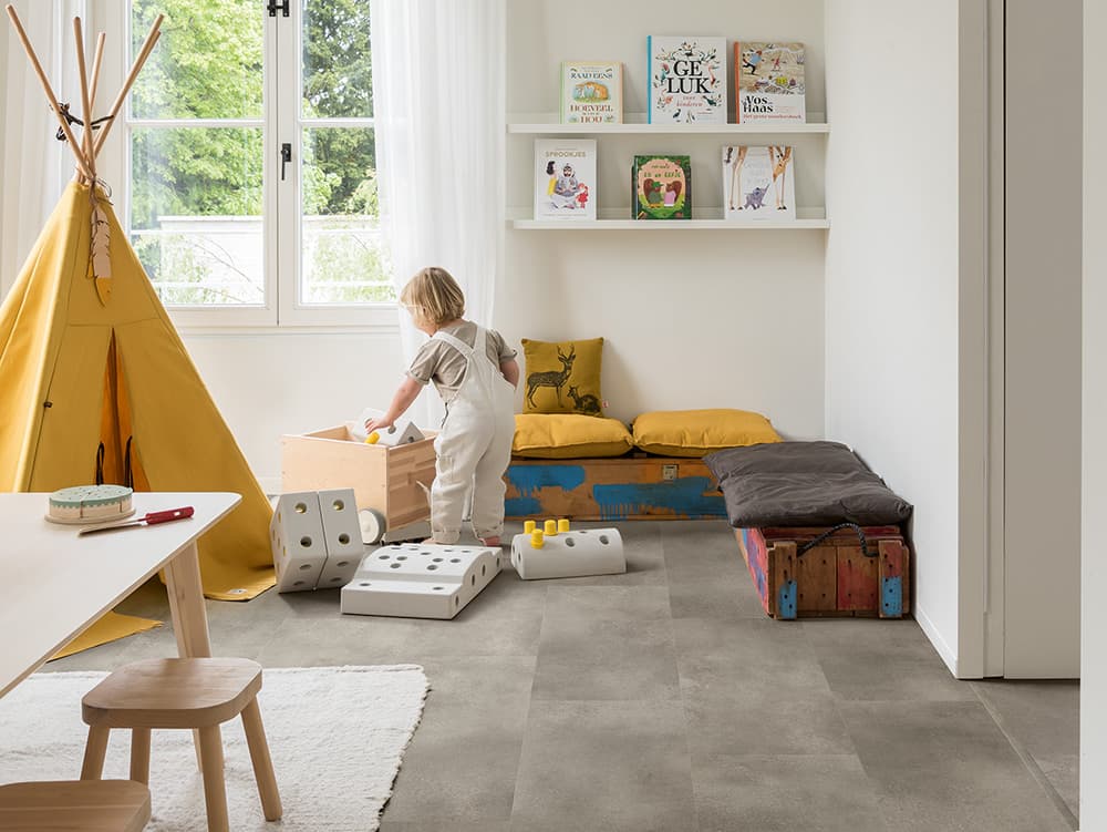 Alpha Vinyl medium tiles in kid's playroom